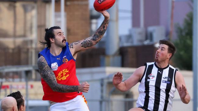 Lions ruckman Kyle Hird (left) was best afield. Pictures: Craig Dooley/@ImagesByCraig