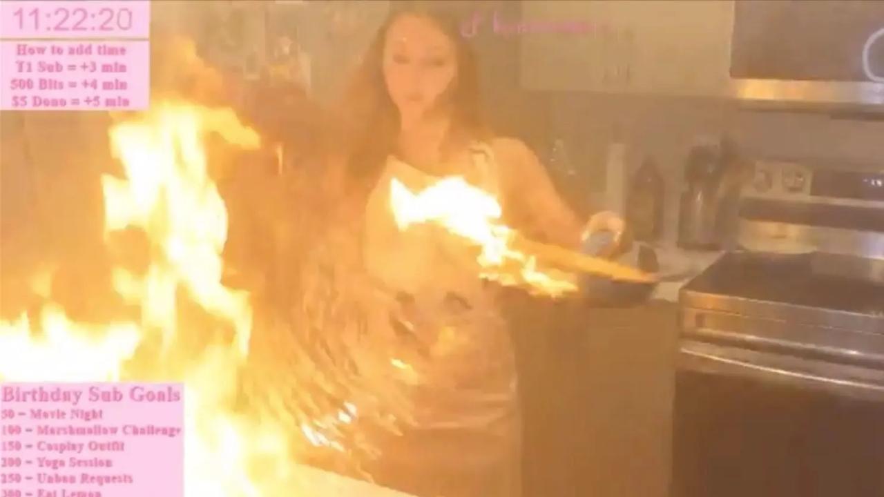 Supplied  Twitch user Kelly Caron almost burnt down her kitchen