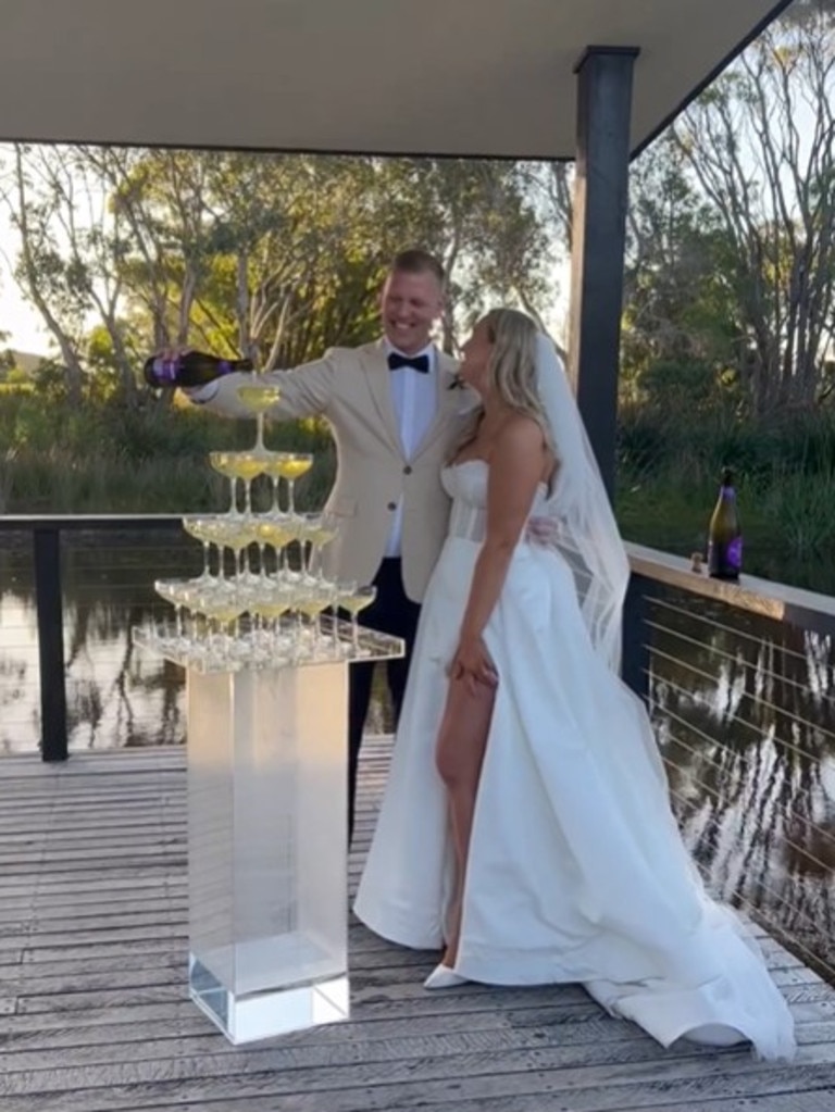 The couple had a Passion Pop champagne tower. Picture: Instagram @cat_henesey