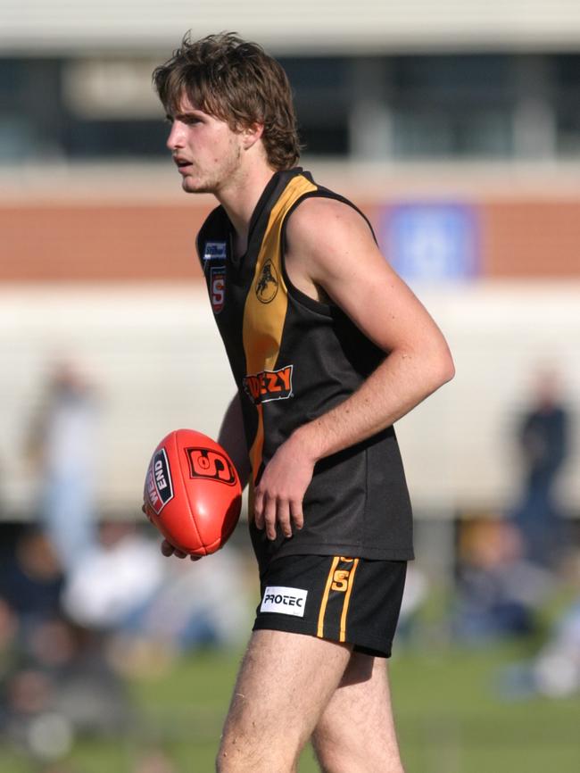 Rowan Andrews in action for Glenelg. Picture: Stephen Laffer