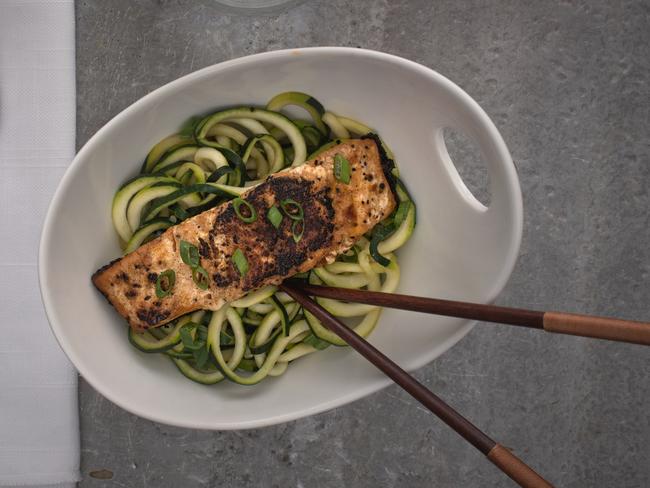 Try adding zucchini noodles with your salmon for a healthy dinner.