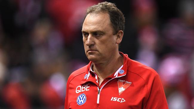 Sydney coach John Longmire last week bemoaned the club’s eighth six-day break of the season before his team went down to Essendon. Picture: AAP