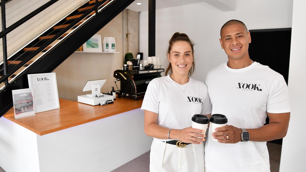 Owners Sara and Tim Reyes in front of their newest coffee nook. Picture: Patrick Woods.