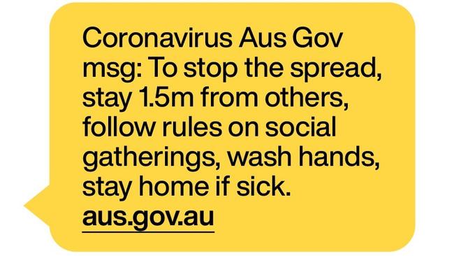 The Australian government's text message to citizens.