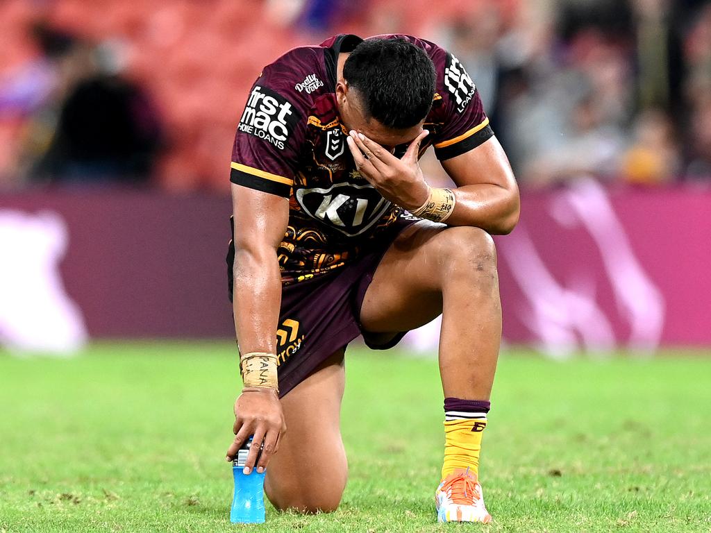 TC Robati took the loss to the Melbourne Storm hard. Picture: Bradley Kanaris/Getty Images