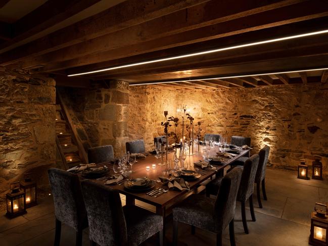 Intimate dining in the cellar.