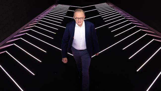 Prime Minister Anthony Albanese began his election day at the MCG. Picture: Jason Edwards / NewsWire