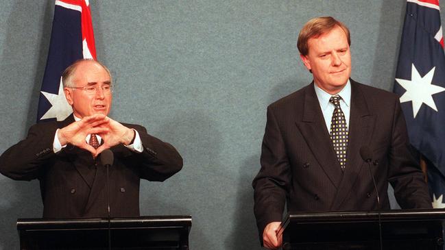 Then prime minister John Howard and his treasurer Peter Costello in May 1999.