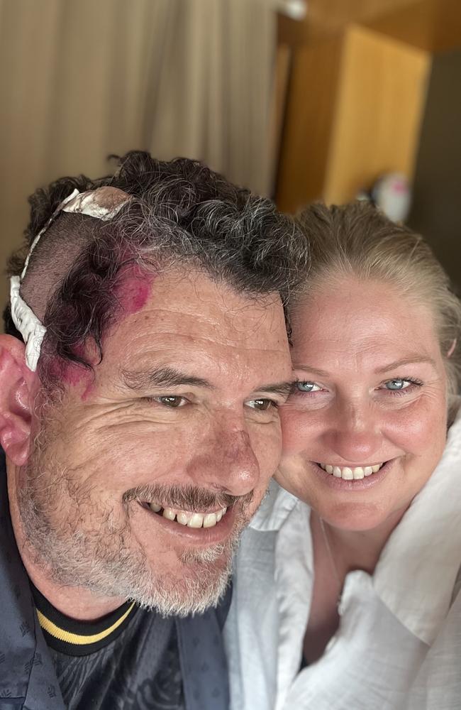 The Bendigo community has raised more than $20,000 to support beloved dad Darren Hinton after his brain cancer diagnosis. Pictured are Darren and April Hinton. Picture: Supplied.