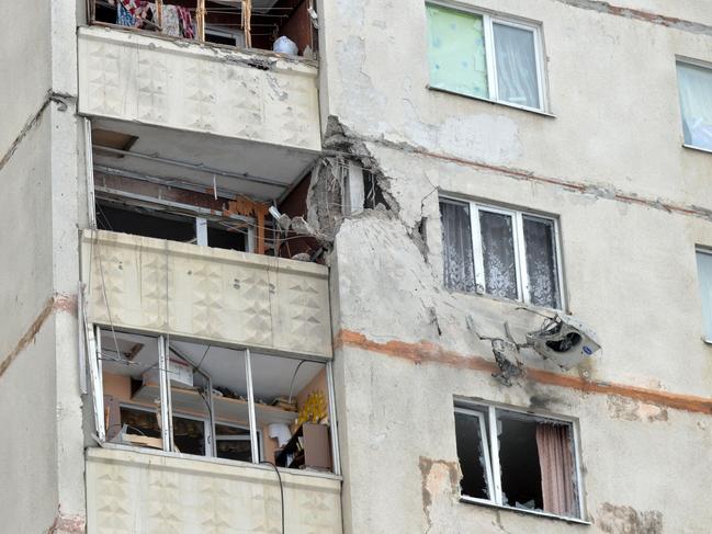 A view of a residential building damaged by recent shelling in Kharkiv. Picture: AFP