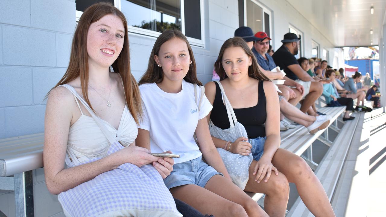 Summer Riddell, Leila Pannett, and Sienna Pannett of Cannonvale were looking forward to trying out the ridess at Show Whisunday on Friday. Picture: Kirra Grimes