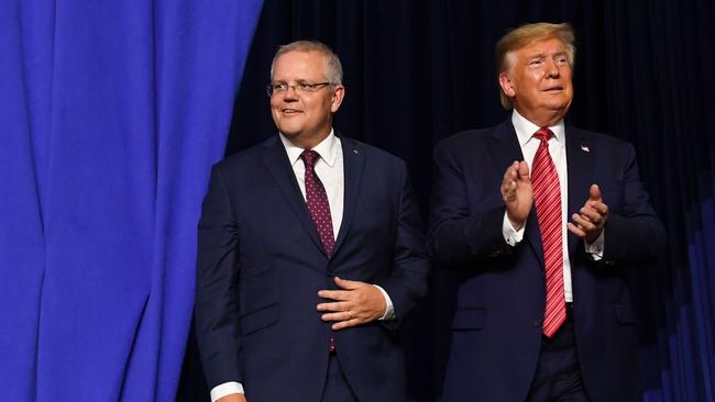 US President Donald Trump and Prime Minister Scott Morrison discussed defence and the COVID-19 pandemic on Friday morning. Picture: AFP