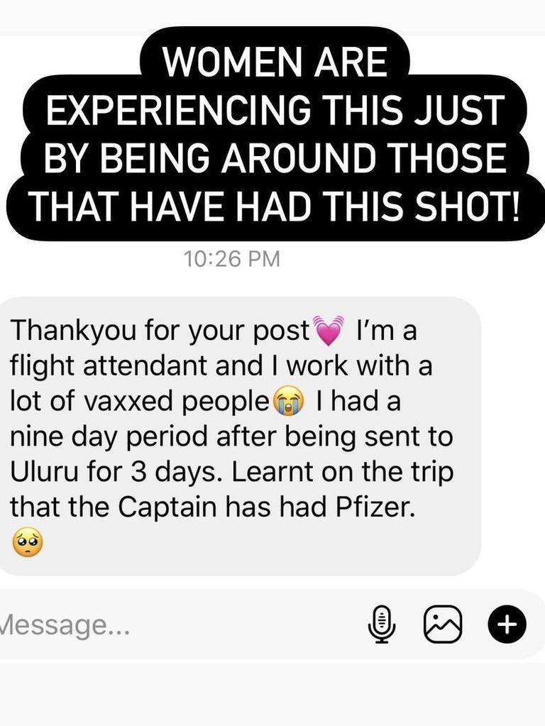 A flight attendant whose period changed.