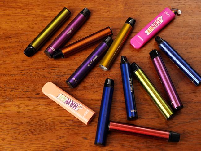 Vapes are being sold which look like school stationary including highlighters and USBs. Picture: Tim Hunter.