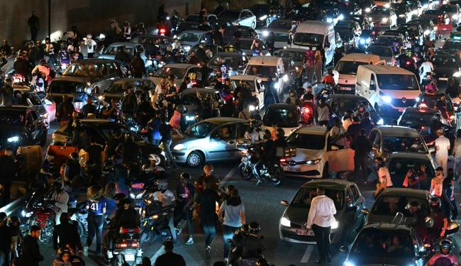 The epicentre of the euphoria was in Paris, which was a theatre of car horns, cheers, singing in the street and fireworks throughout the night