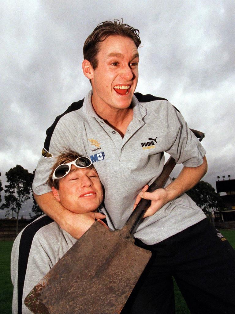 Justin and Shane Crawford hamming it up for the cameras in 1997.