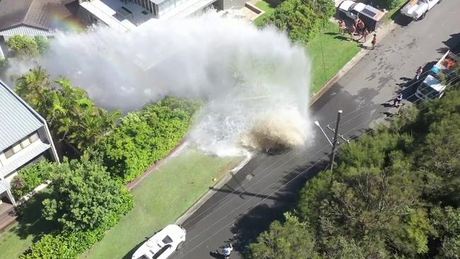 Just after 10am this morning Fire and Rescue NSW were called to reports of a large water main that had burst on Attunga Rd, Newport.