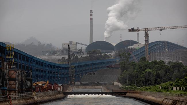 The belching chimneys of Indonesia Morowali Industrial Park (IMIP), a nickel processing complex in Morowali, Central Sulawesi, Indonesia. Picture: Garry Lotulung