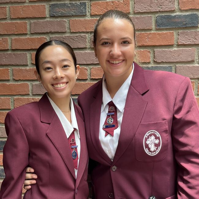 Mei Iwamura and Hannah Edwards, school captains at St Monica's College. Photo: supplied