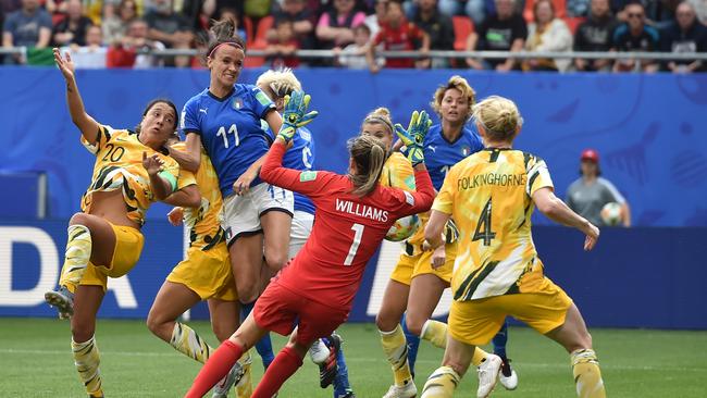 Barbara Bonansea of Italy scores the winning goal against the Matildas. Picture: Getty Images