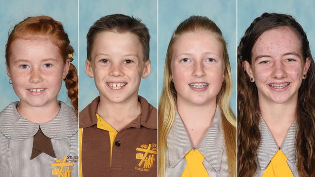 St John’s Lutheran School junior school captains Charlotte Fechner and Flint Knight, senior school captains Mia Shailer and Briar Steinhardt