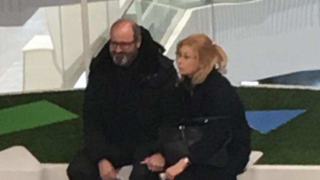 Clive Mensink, nephew of Clive Palmer, and his then girlfriend Gabriela Konstantinova in a shopping centre in Sofia, Bulgaria in 2018. Picture: Ella Pellegrini