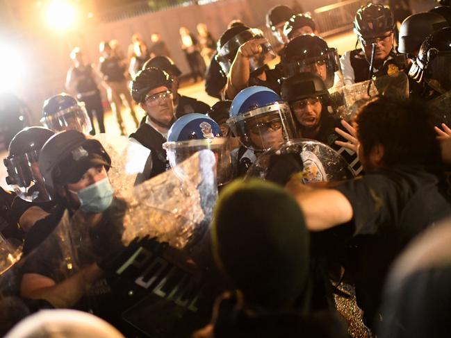 Protesters face off with police outside the White House in Washington, DC. Picture: AFP