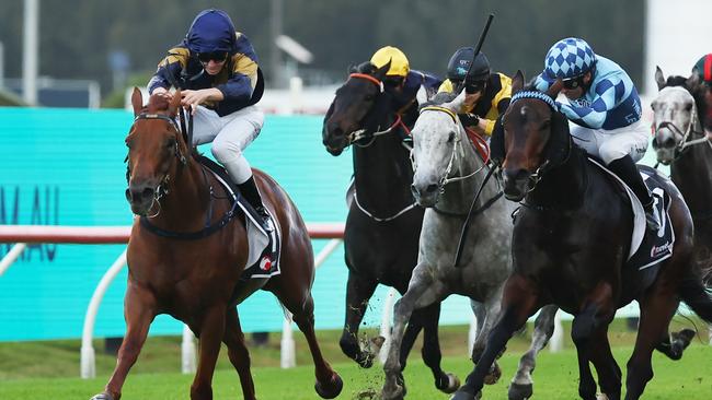 Apprentice Jace McMurray lands his first Saturday Sydney winner with Edited By at Rosehill. Picture: Getty Images