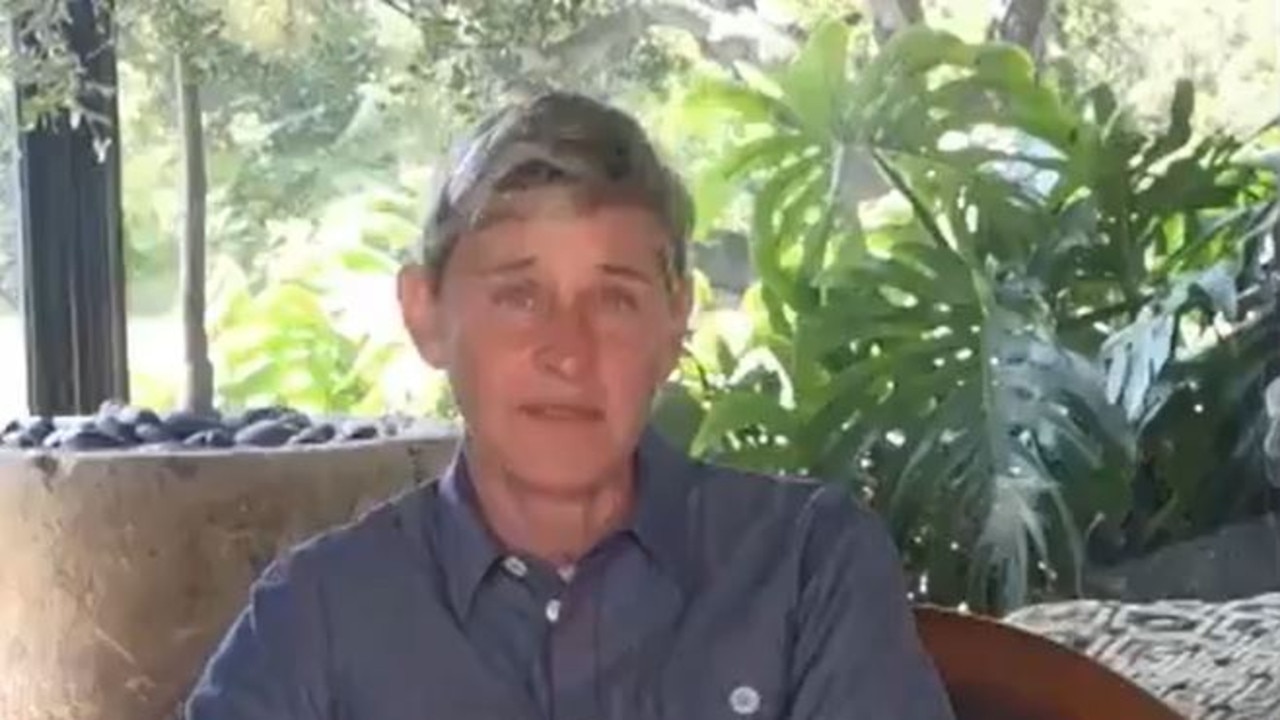 Ellen is recording from her Beverly Hills “prison”. Picture: YouTube.