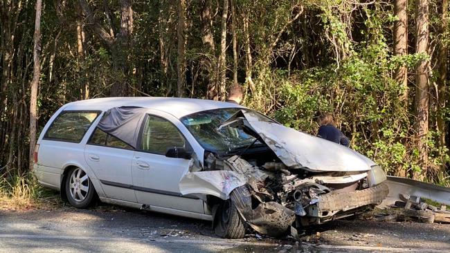 The front of the car was crushed in the crash. Pics: ABC