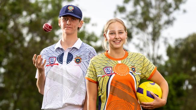 West Moreton Anglican College Cricket captain Emmanuel O’Hara and Football captain Hayley Victor.