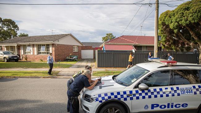 Police at the scene in Keysborough where the car was stolen. Picture: Jason Edwards