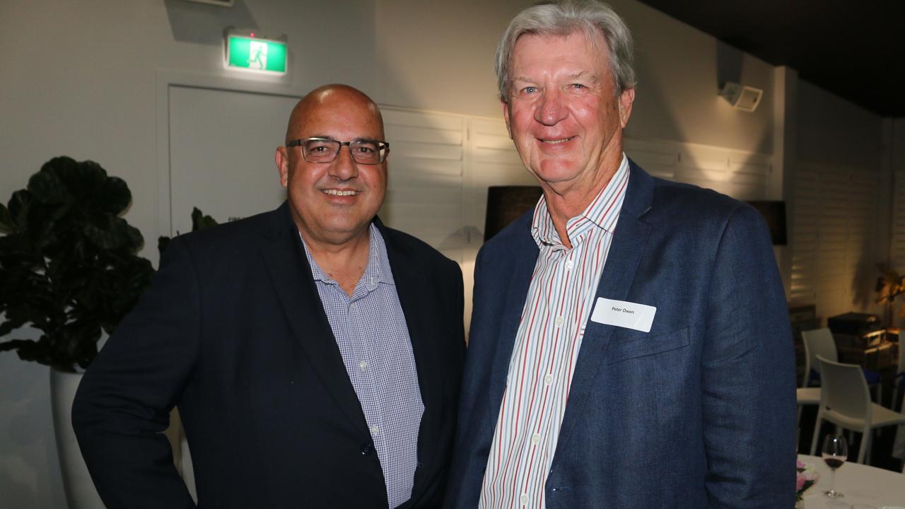 Mark Furler and Peter Owen at the launch party for the Sunshine Coast Daily's new weekly paper. Picture: Tom Threadingham