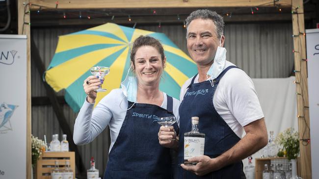 Lorrell Linda and Mark Mather of Spirit of Bruny at Ginuary earlier this year. Picture: Chris Kidd