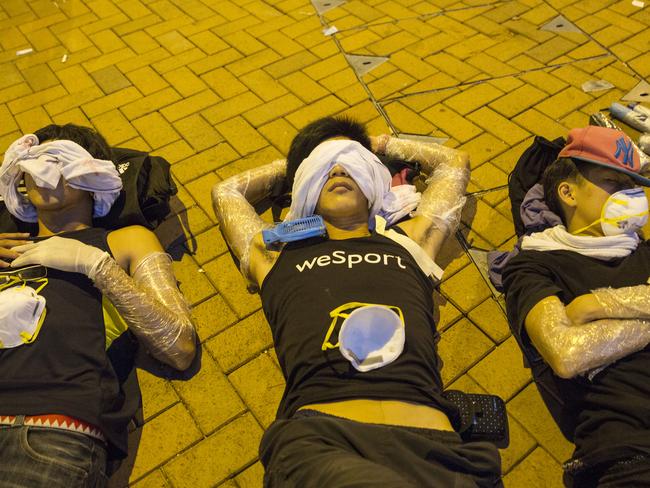 Protestors sleep out on the streets.