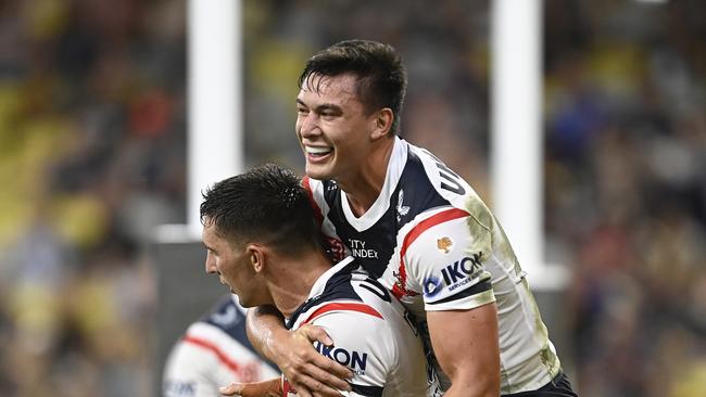 All Smiles: Joey Manu turned down big-money offers to stay with the Roosters. Picture: Getty