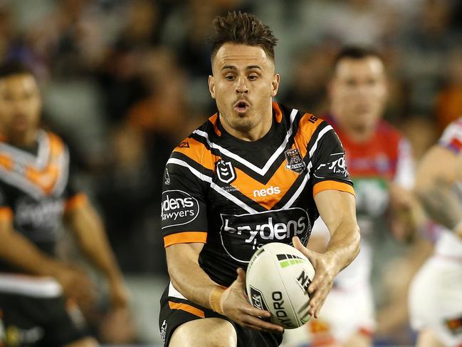 Josh Reynolds will send the pre-season traing at dummy-half for the Wests Tigers. Picture: AAP Image/Darren Pateman