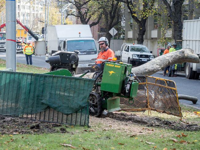 Construction of the Metro Tunnel Project will see the closure of Domain Rd for five years from July. Picture: Jake Nowakowski