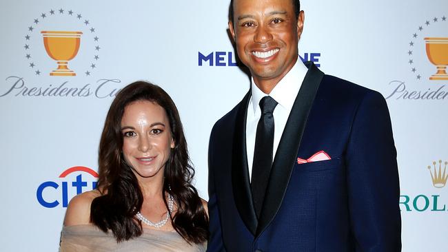 Tiger Woods and Erica Herman arrive at the Presidents Cup black tie Dinner at Crown Melbourne. Picture: Mark Stewart.