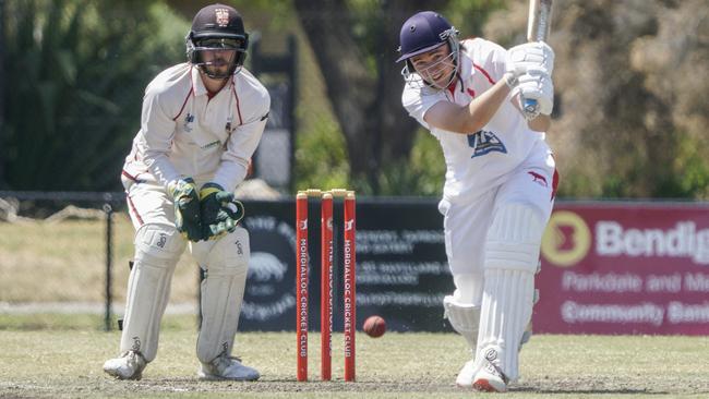 CSB: South Caulfield keeper Elliott Bradley watches Mordialloc batter Hugo Hammond drive. Picture: Valeriu Campan