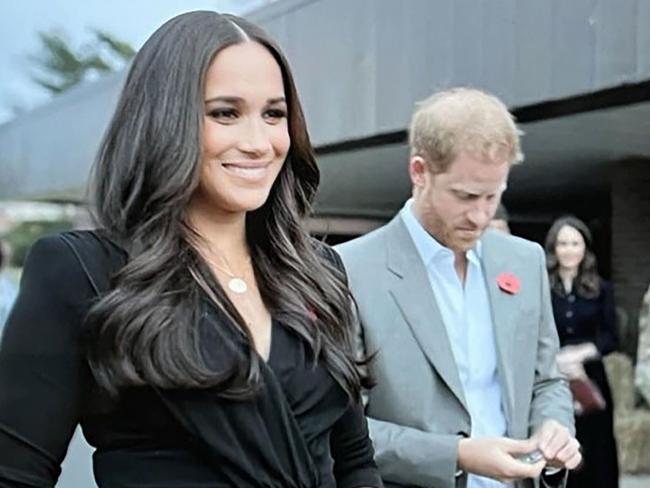 The Sussexes in a scene from Harry and Meghan. Picture: Netflix