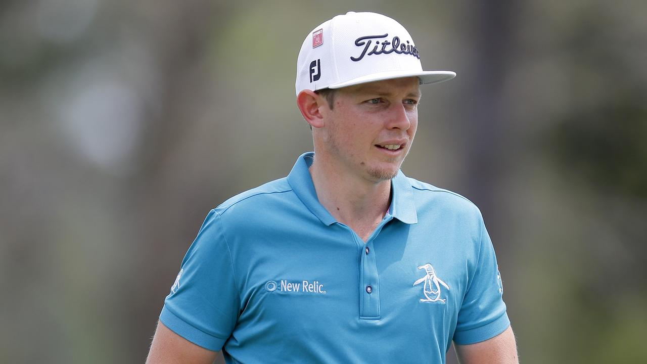 Cameron Smith of Australia looks on during a practice round prior to The Masters at Augusta National Golf Club.