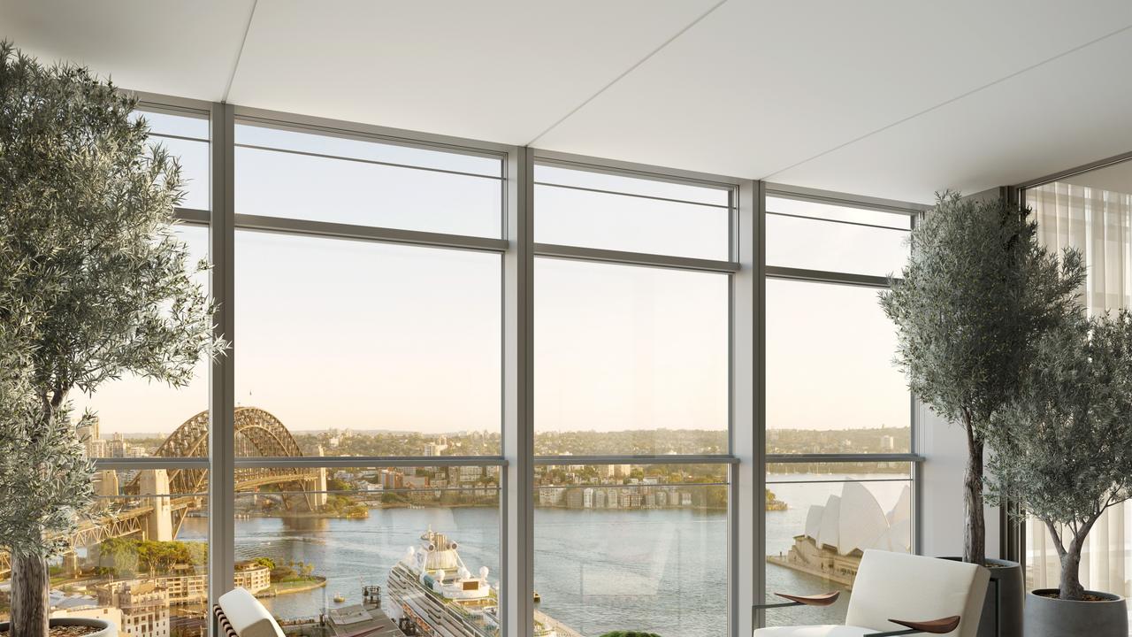 An artist’s impression of the view from One Circular Quay in Sydney. The amount of luxury real estate that buyers can get for their money has fallen by 33 per cent in the city.