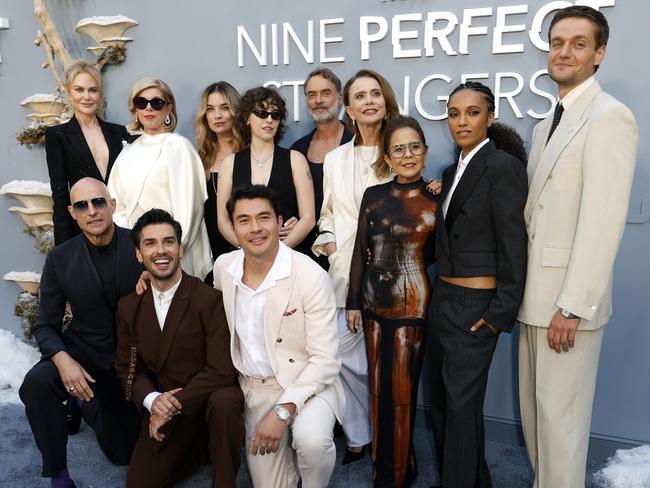 Kidman and Baranski (back left) with the cast at the season two premiere in Beverly Hills. Picture: Frazer Harrison/Getty Images