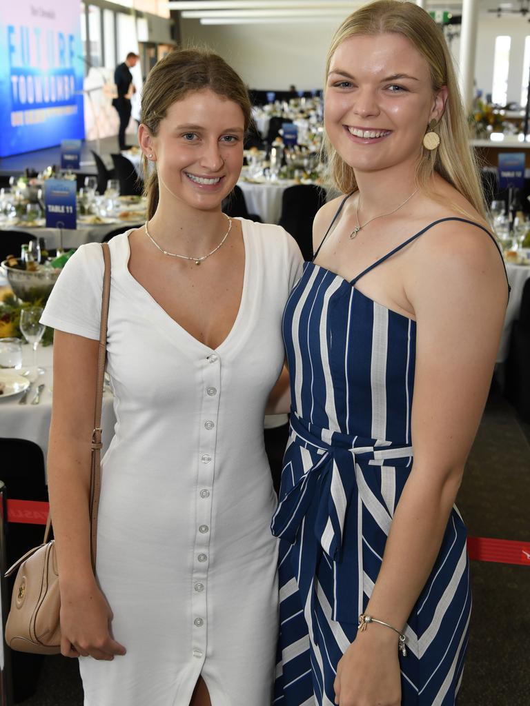 Darling Downs Panthers players Lucy Blakeney (left) and Caitlin Skaines at the Future Toowoomba lunch at Wellcamp Airport, Friday, December 3, 2021. Picture: Kevin Farmer