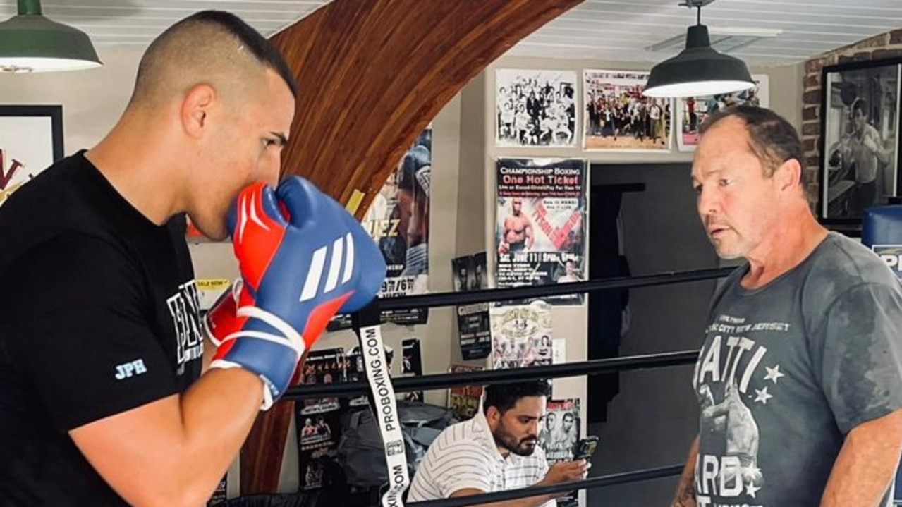 Justis Huni trains with Justin Fortune in Los Angeles.