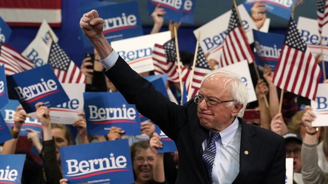 Democratic presidential hopeful Senator Bernie Sanders arrives to speak at a Primary Night event at the SNHU Field House in Manchester, New Hampshire. Picture: AFP