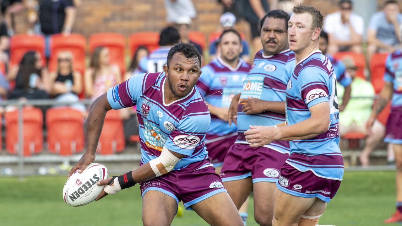 Travis Waddell for Goondiwindi. Highfields vs Goondiwindi. 2021 Hutchinson Builders Cup A Grade final. Sunday, September 19, 2021. Picture: Nev Madsen.