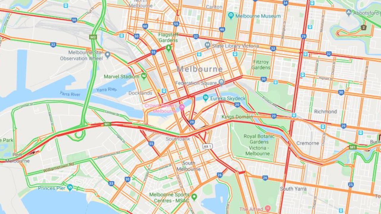 The West Gate Freeway in Melbourne (bottom left of image) is Australia's busiest single stretch of road. Picture: Google Maps