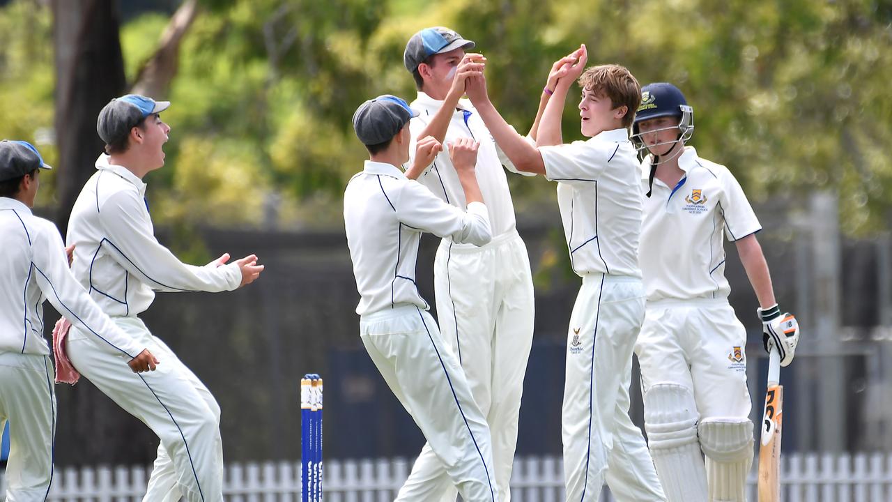 A wicket for Churchie GPS First XI cricket between Churchie and Toowoomba Grammar School Saturday February 25, 2022. Picture, John Gass